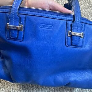 Coach Taylor Leather Satchel - Marine Blue Cobalt Carryall Handbag F25296